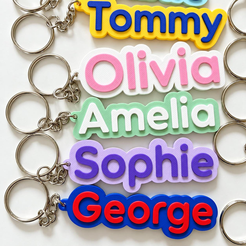 Personalised Name Keyring Kids Backpack Keychain New Driver Pass Party Bag Charm Gift