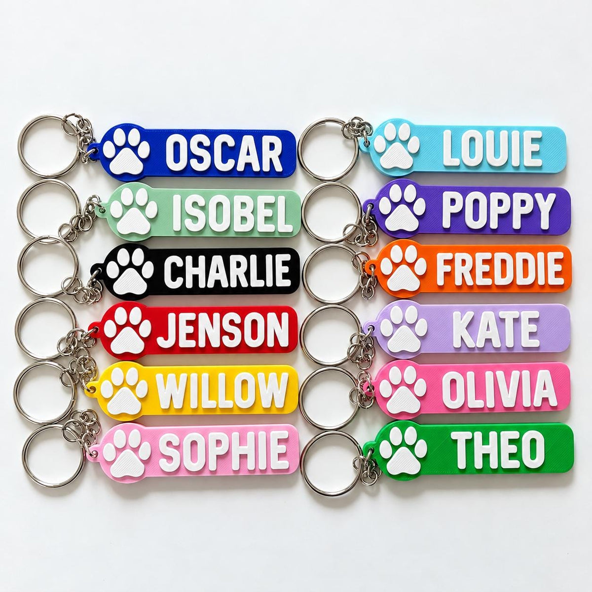 Personalised Name Keyring Kids Backpack Paw Pet Keychain Girls Party Bag Gift