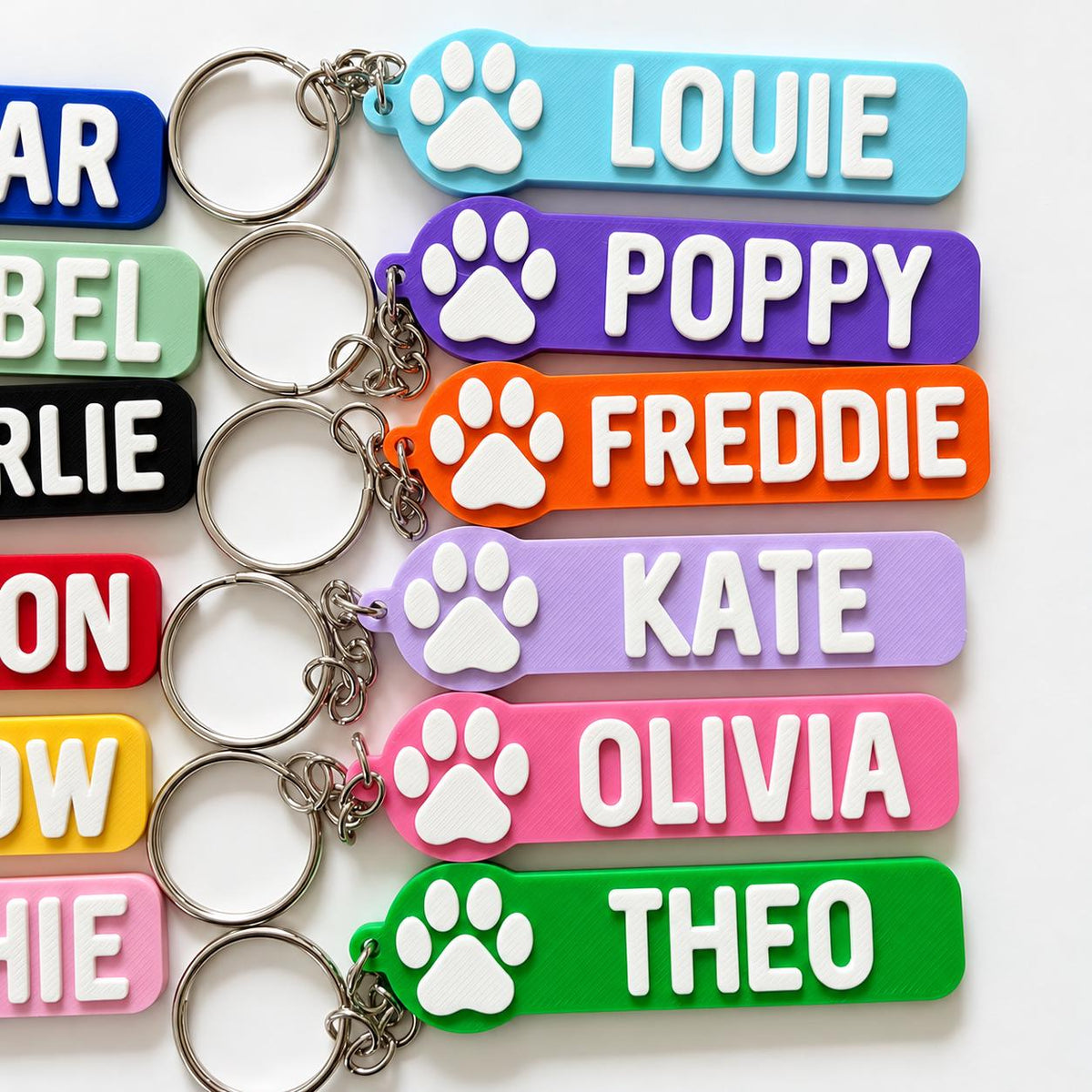Personalised Name Keyring Kids Backpack Paw Pet Keychain Girls Party Bag Gift