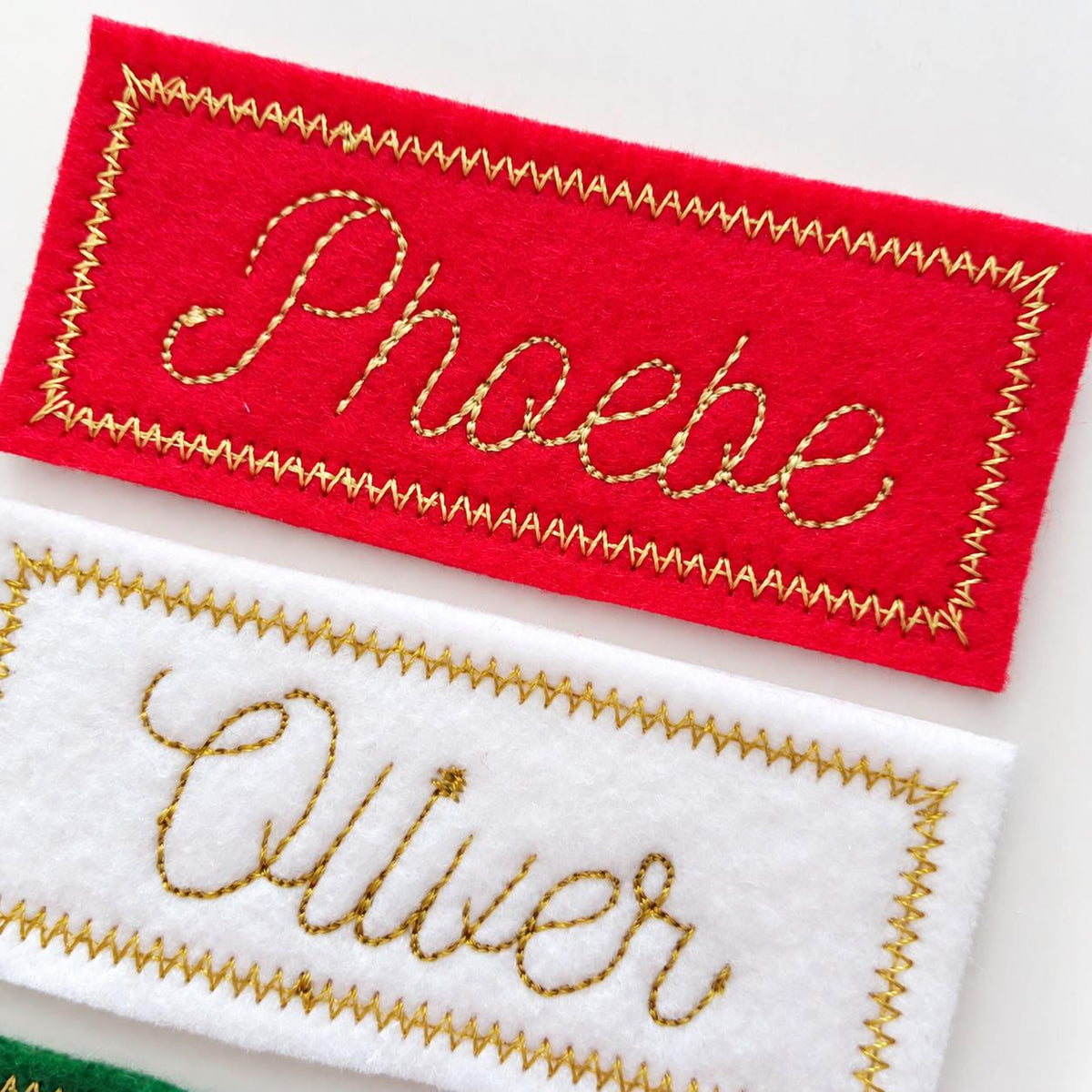 Personalised Embroidered Name Patch Kids Christmas Stocking Tags Sew & Iron On
