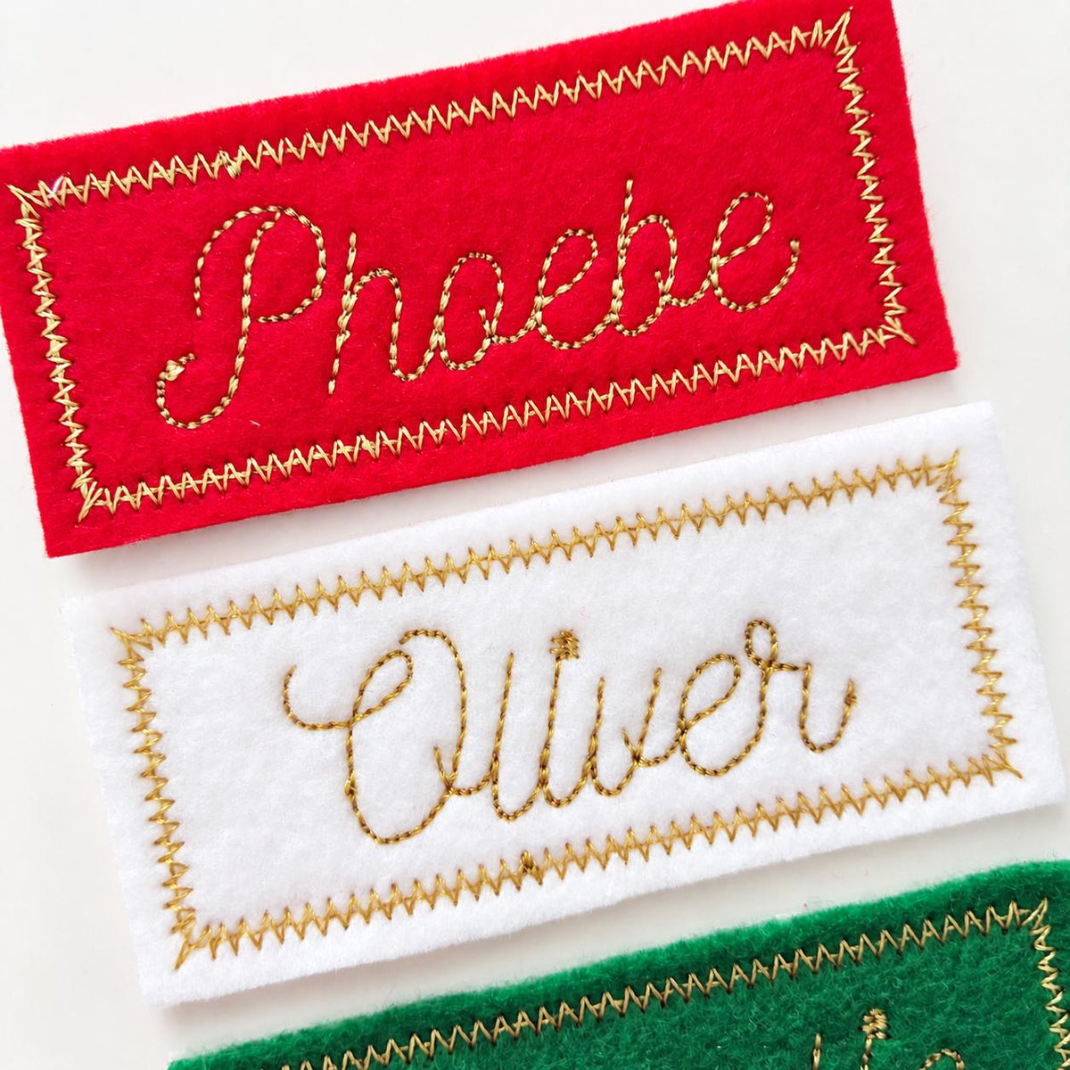 Personalised Embroidered Name Patch Kids Christmas Stocking Tags Sew & Iron On