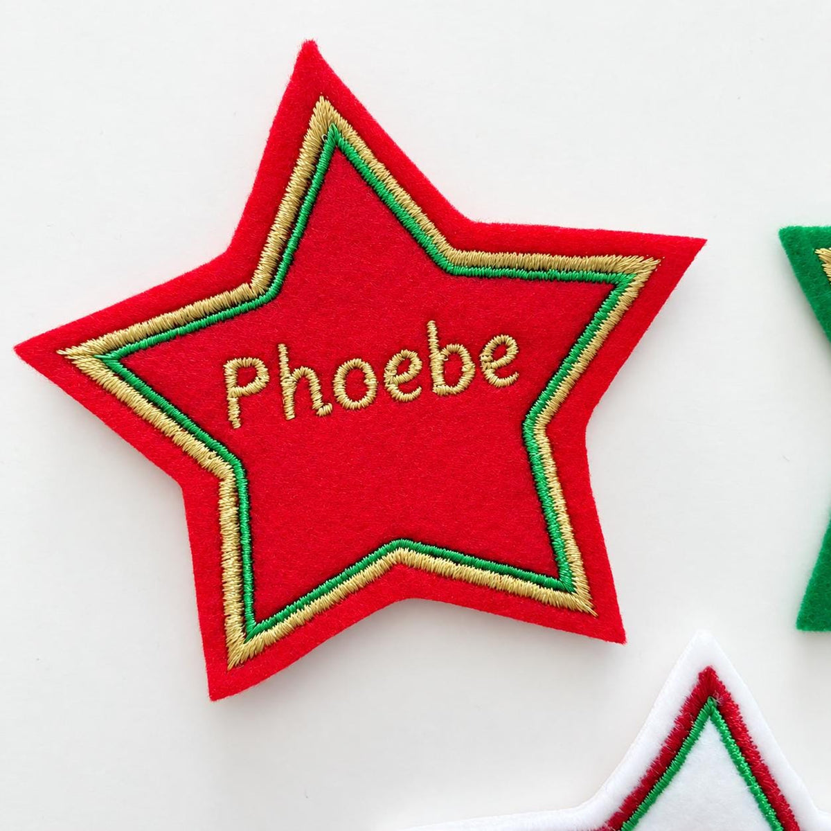 Personalised Embroidered Name Patch Kids Christmas Stocking Tags Sew & Iron On