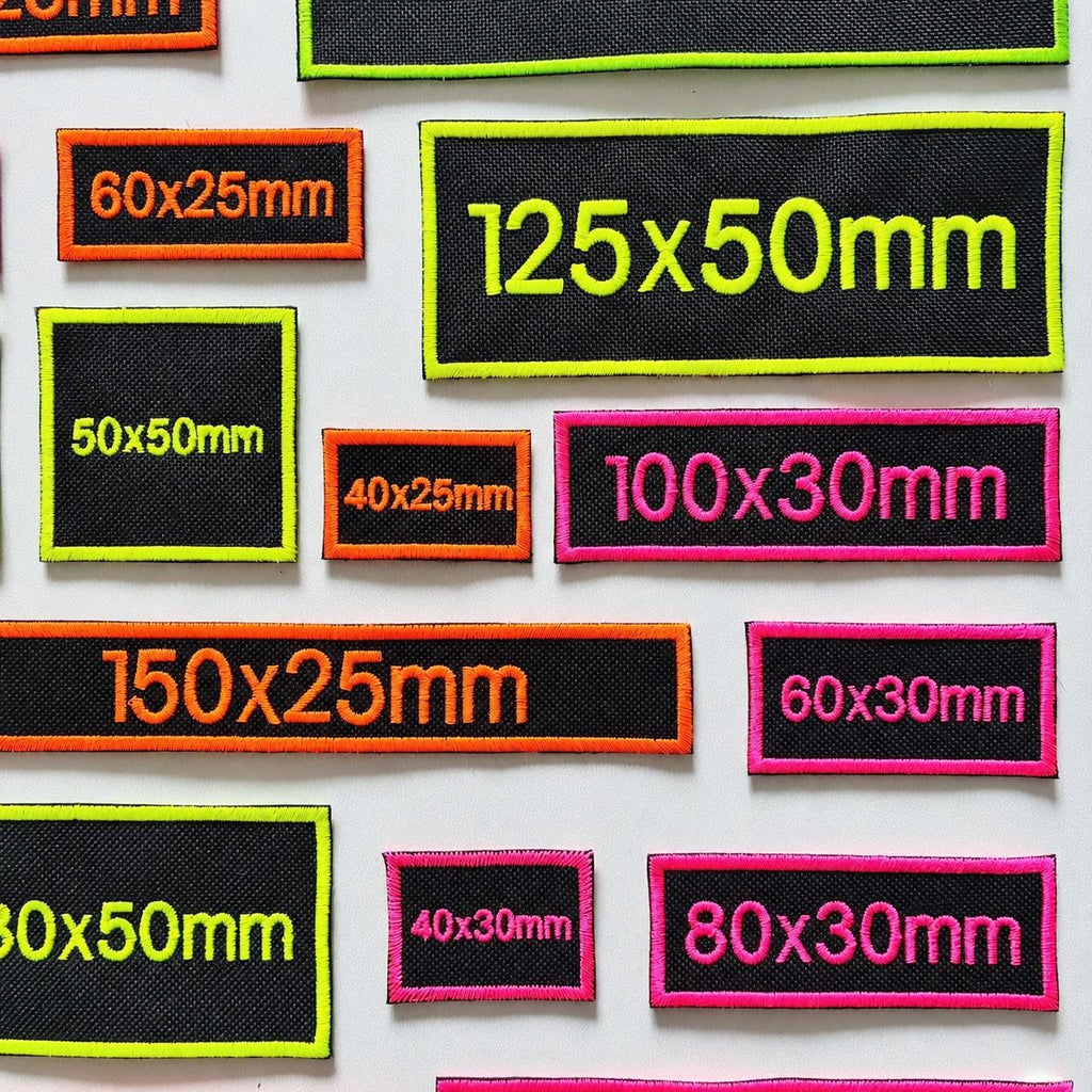 Personalised Embroidered Fluorescent Patches Sew/Iron/VELCRO® Custom Neon Text Molle Morale