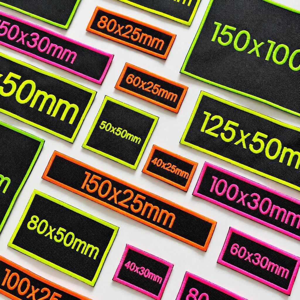 Personalised Embroidered Fluorescent Patches Sew/Iron/VELCRO® Custom Neon Text Molle Morale
