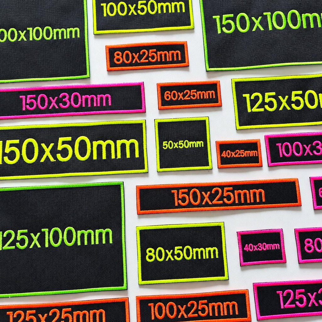 Personalised Embroidered Fluorescent Patches Sew/Iron/VELCRO® Custom Neon Text Molle Morale