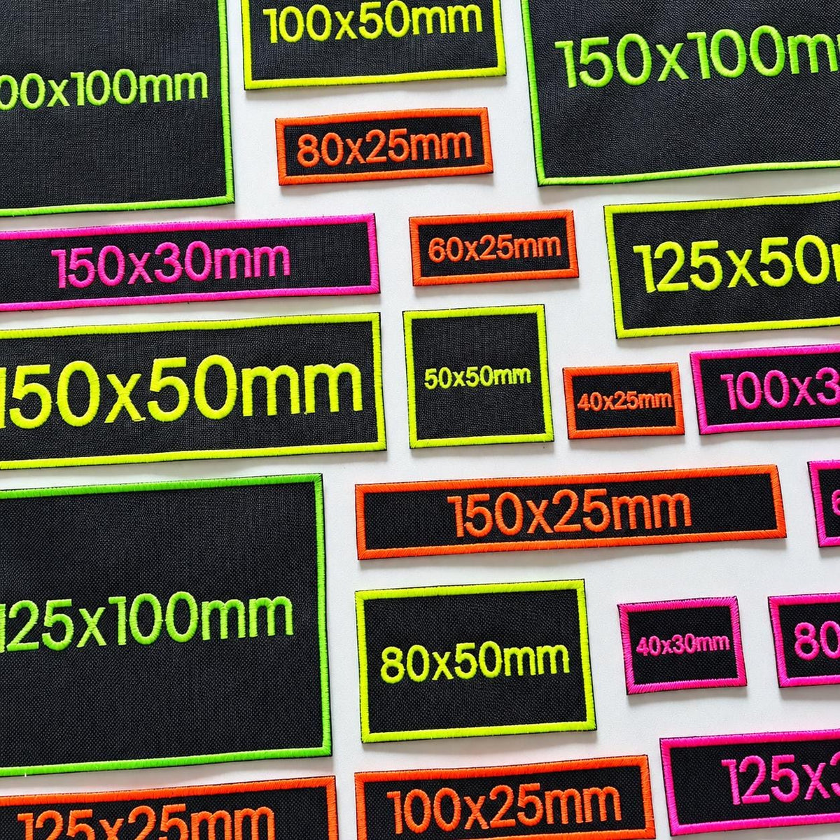Personalised Embroidered Fluorescent Patches Sew/Iron/VELCRO® Custom Neon Text Molle Morale