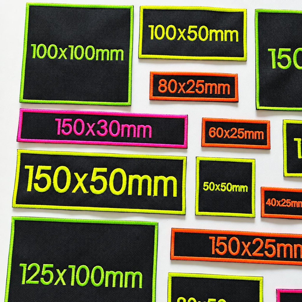 Personalised Embroidered Fluorescent Patches Sew/Iron/VELCRO® Custom Neon Text Molle Morale