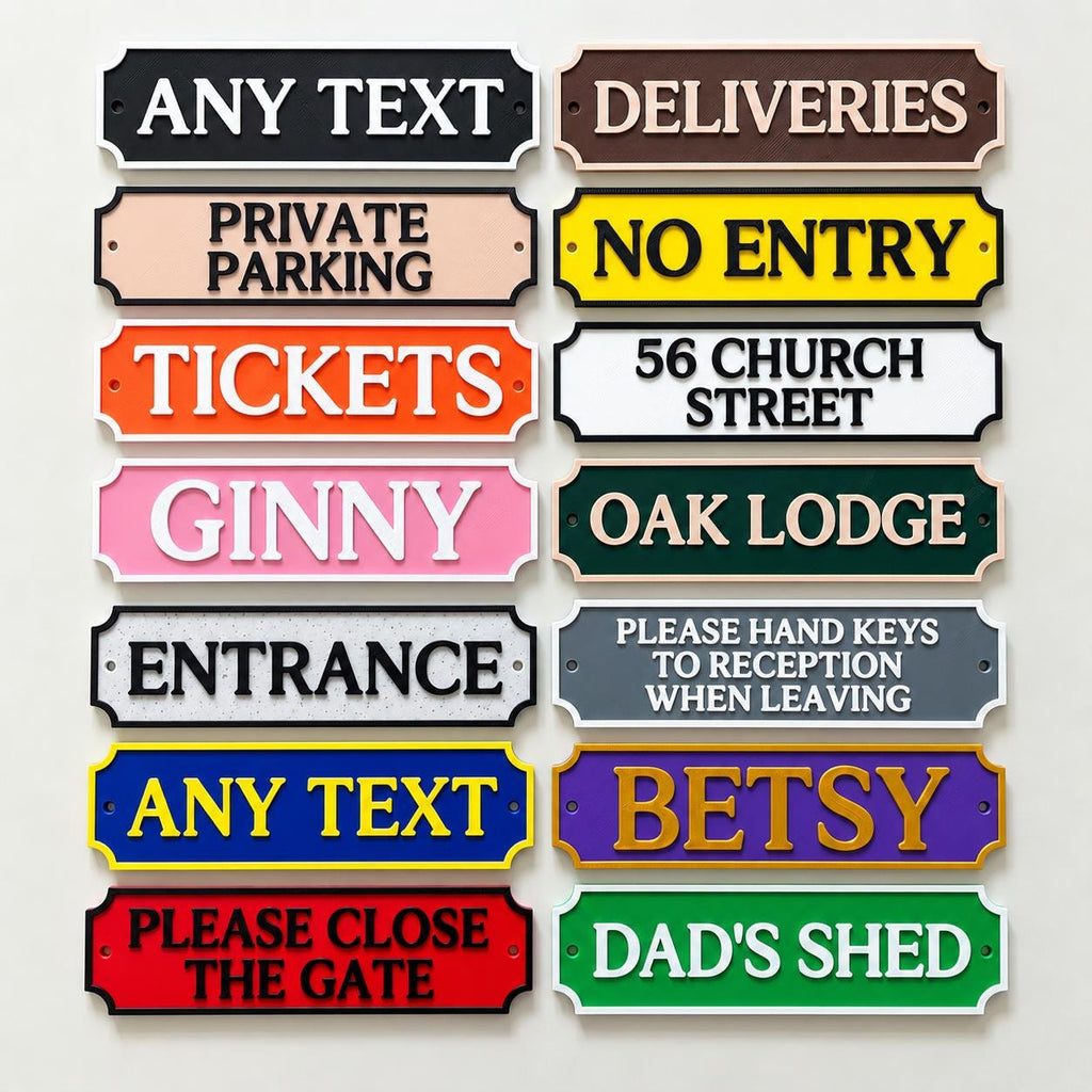 Personalised Text Sign Custom House Front Door Number Name Gate Warning Parking