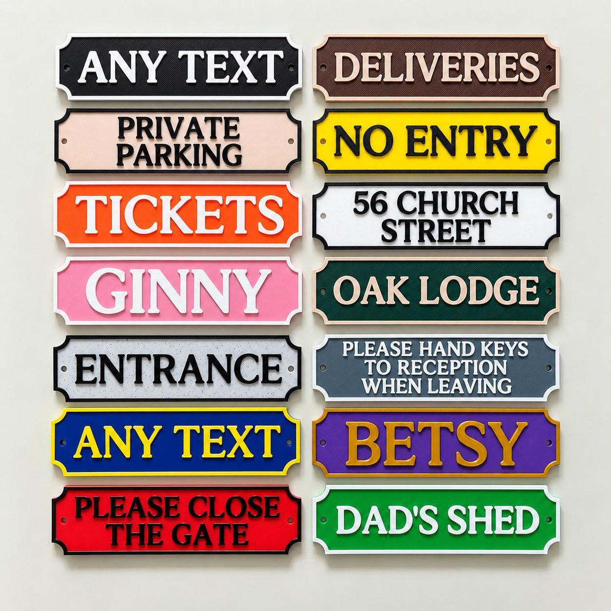 Personalised Text Sign Custom House Front Door Number Name Gate Warning Parking