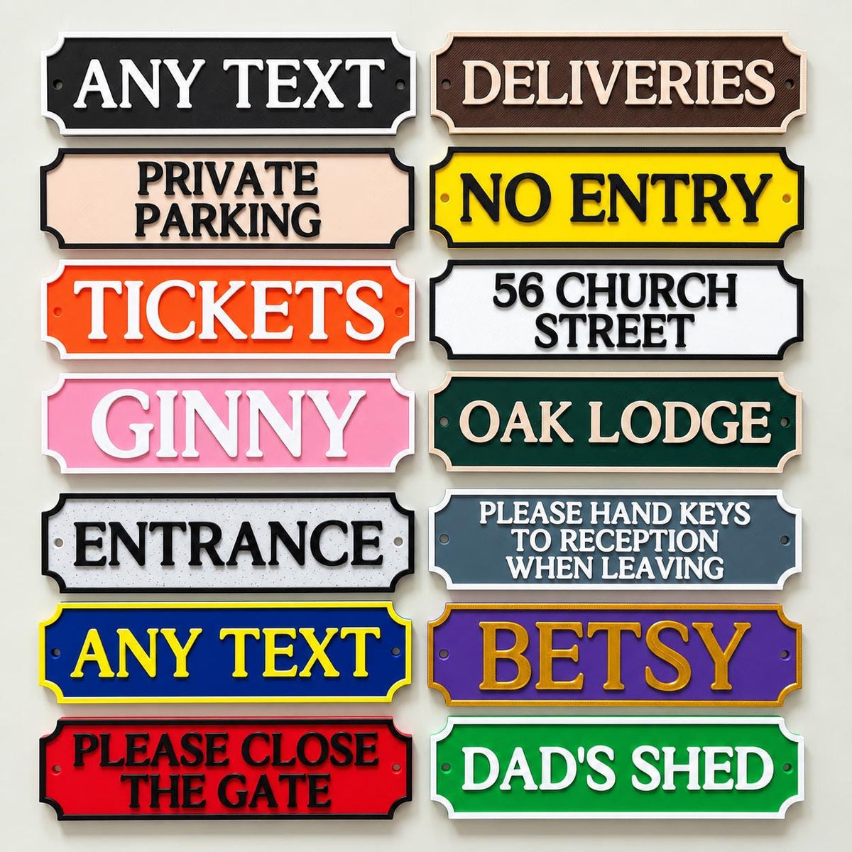 Personalised Text Sign Custom House Front Door Number Name Gate Warning Parking