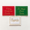 Personalised Embroidered Name Patch Kids Christmas Stocking Tags Sew & Iron On