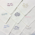 Personalised Embroidered Cotton Napkins - Custom Text Handkerchief Keepsake Gift