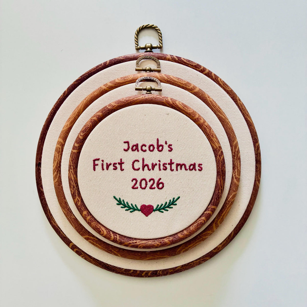 Personalised First Christmas Embroidery Hoop - Baby Name Nursery Decor 1st Gift