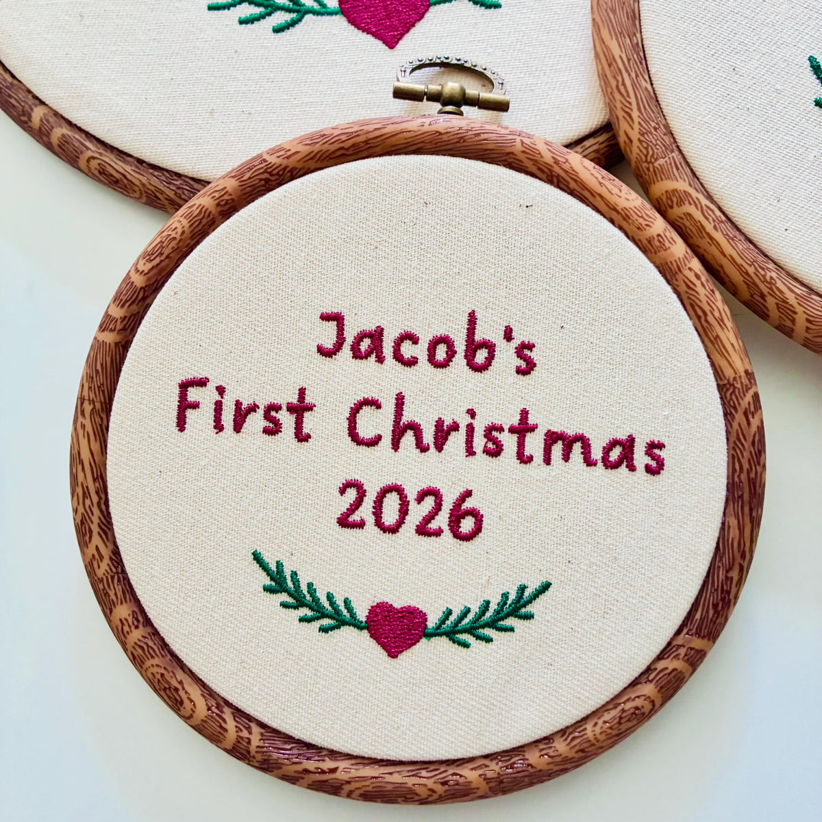 Personalised First Christmas Embroidery Hoop - Baby Name Nursery Decor 1st Gift