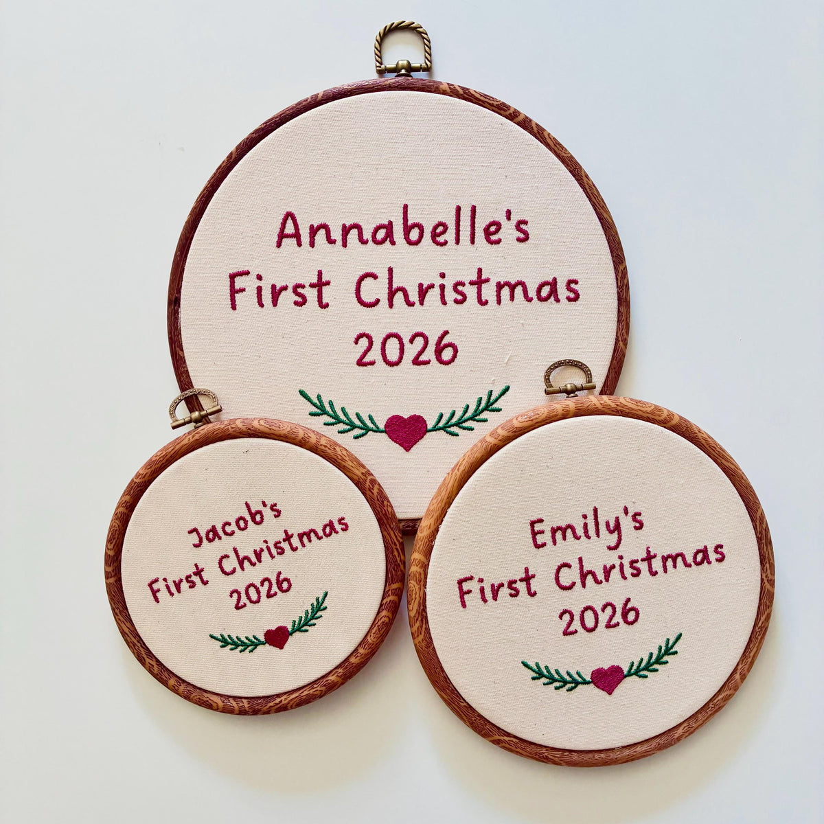 Personalised First Christmas Embroidery Hoop - Baby Name Nursery Decor 1st Gift