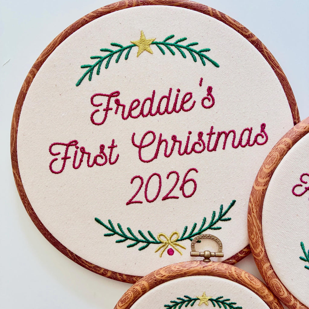 Personalised First Christmas Embroidery Hoop - Baby Name Nursery Decor 1st Gift