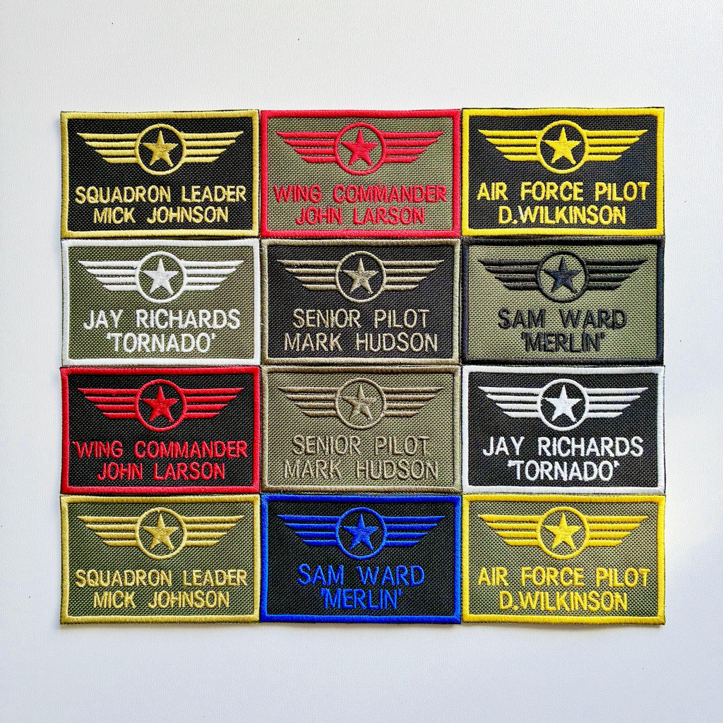 Personalised Embroidered Flight Suit Patch Sew/Iron/VELCRO® Pilot Wings Air Crew