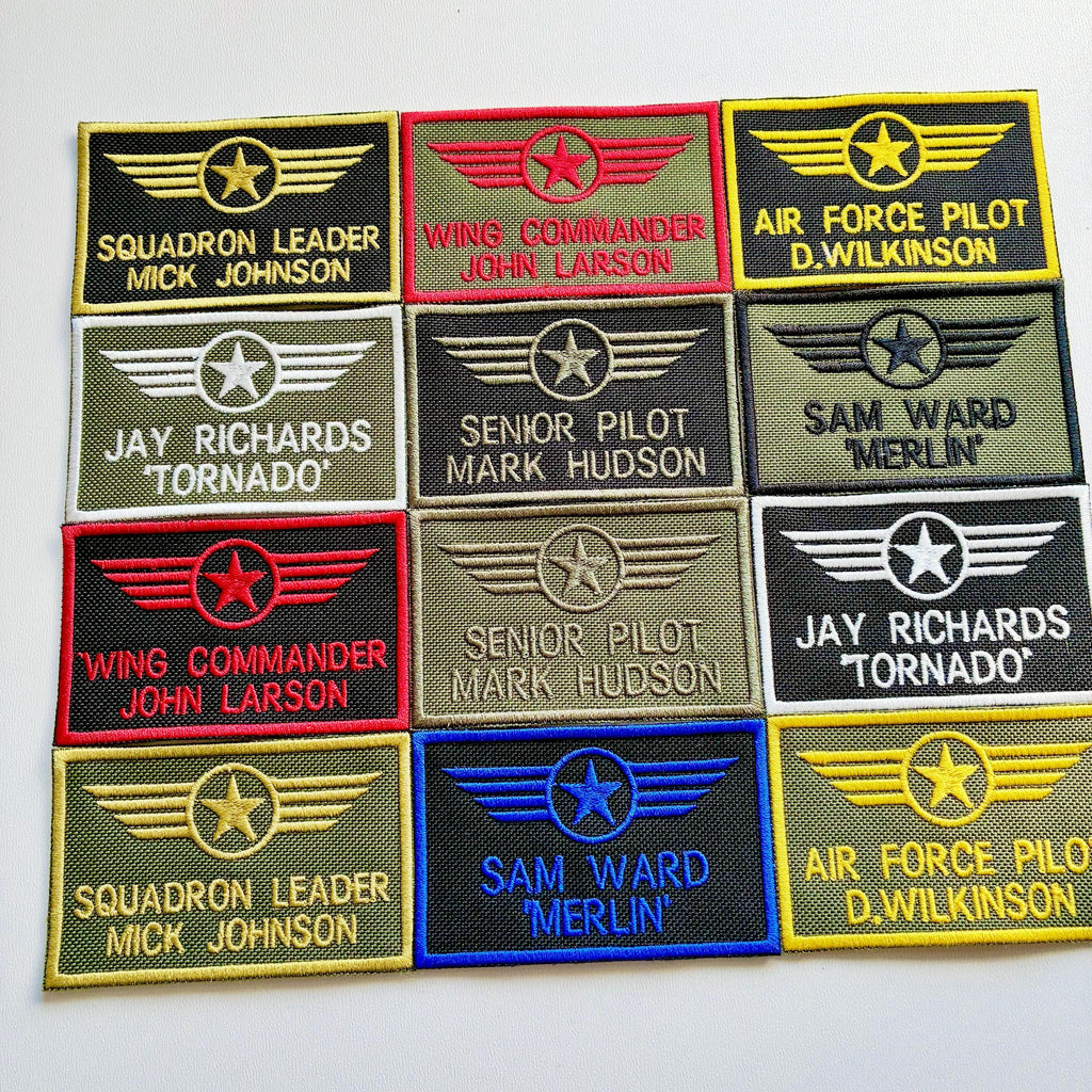 Personalised Embroidered Flight Suit Patch Sew/Iron/VELCRO® Pilot Wings Air Crew