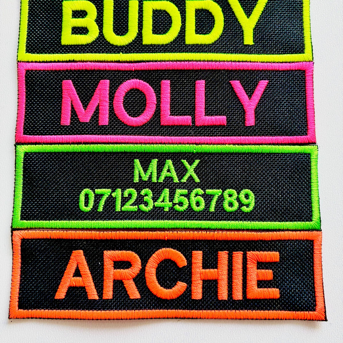 VELCRO® Patch To Fit Julius K9 Dog Harness Personalised Embroidered Custom Neon