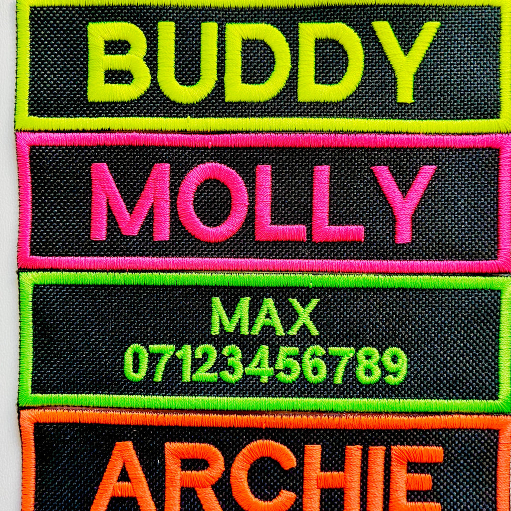 VELCRO® Patch To Fit Julius K9 Dog Harness Personalised Embroidered Custom Neon