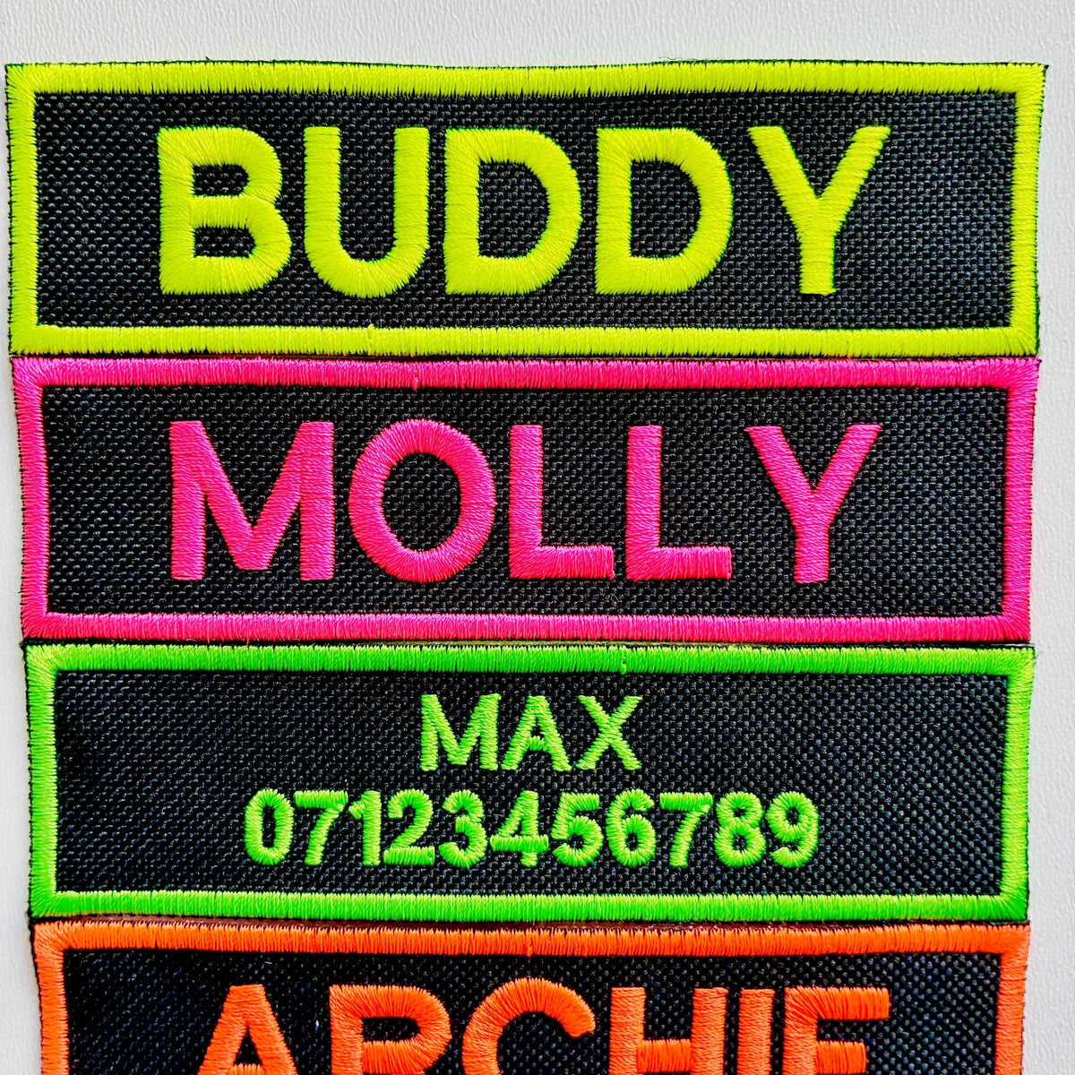 VELCRO® Patch To Fit Julius K9 Dog Harness Personalised Embroidered Custom Neon