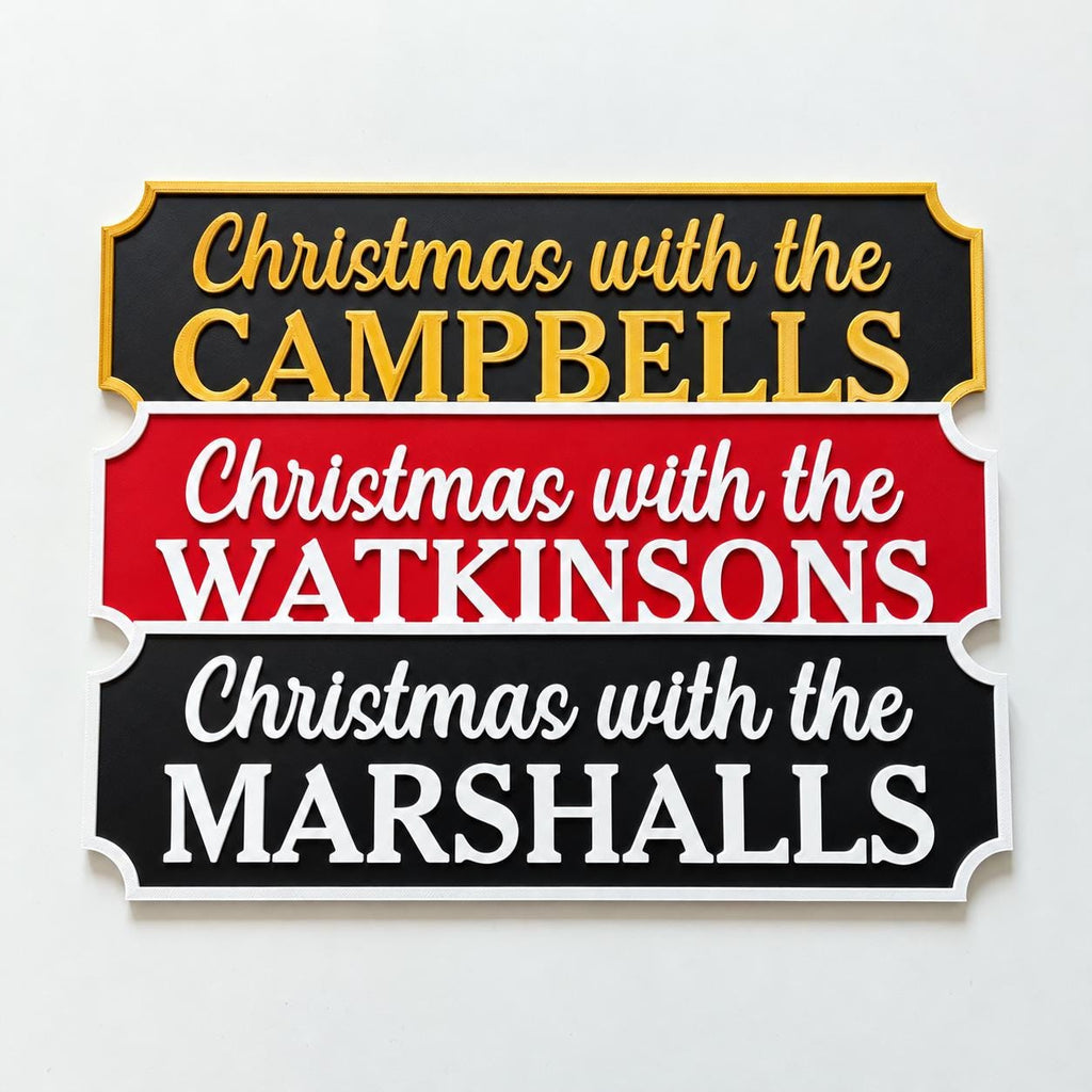 Personalised Christmas With The Family Name Sign - Xmas Decoration House Decor