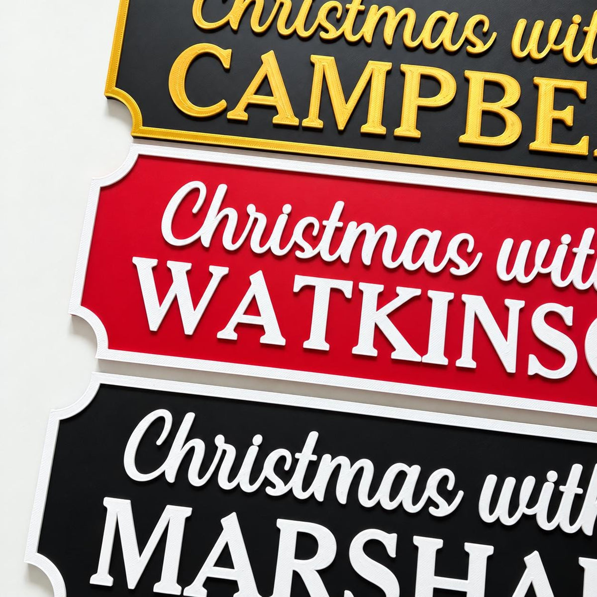 Personalised Christmas With The Family Name Sign - Xmas Decoration House Decor