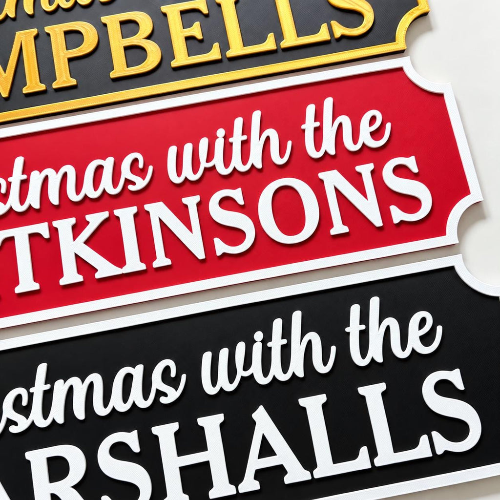 Personalised Christmas With The Family Name Sign - Xmas Decoration House Decor