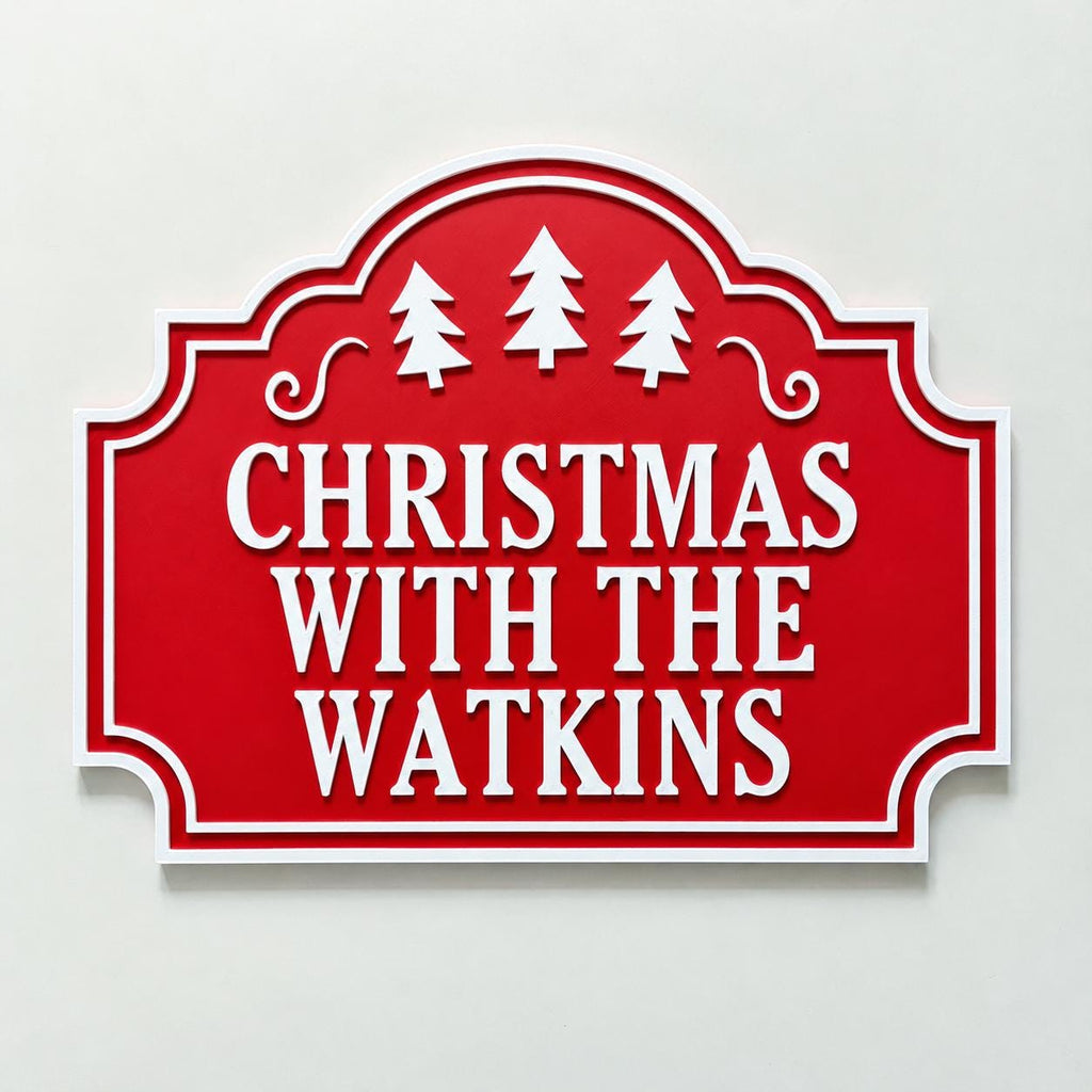 Personalised Christmas With The Family Name Sign - Xmas Decoration House Decor