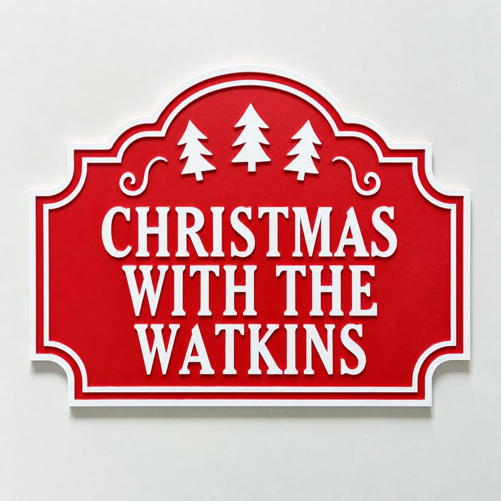 Personalised Christmas With The Family Name Sign - Xmas Decoration House Decor