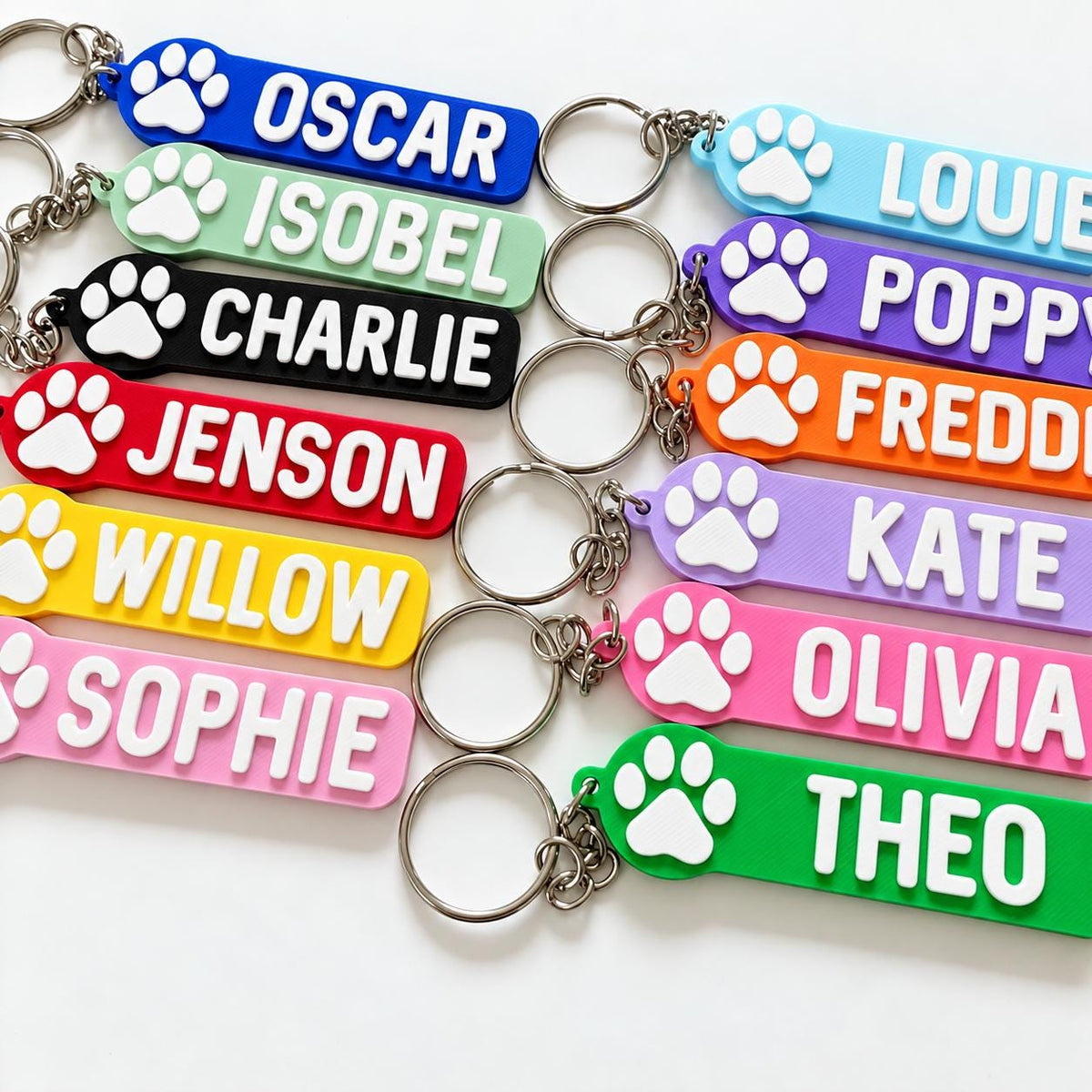 Personalised Name Keyring Kids Backpack Paw Pet Keychain Girls Party Bag Gift