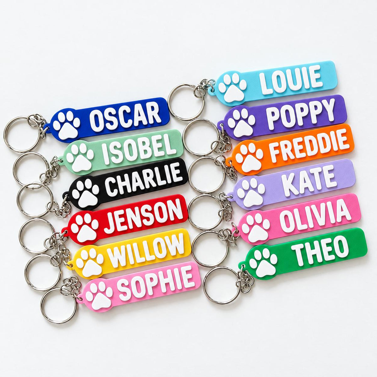 Personalised Name Keyring Kids Backpack Paw Pet Keychain Girls Party Bag Gift