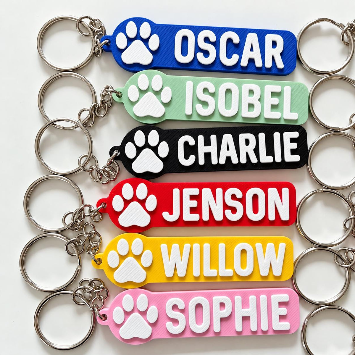 Personalised Name Keyring Kids Backpack Paw Pet Keychain Girls Party Bag Gift