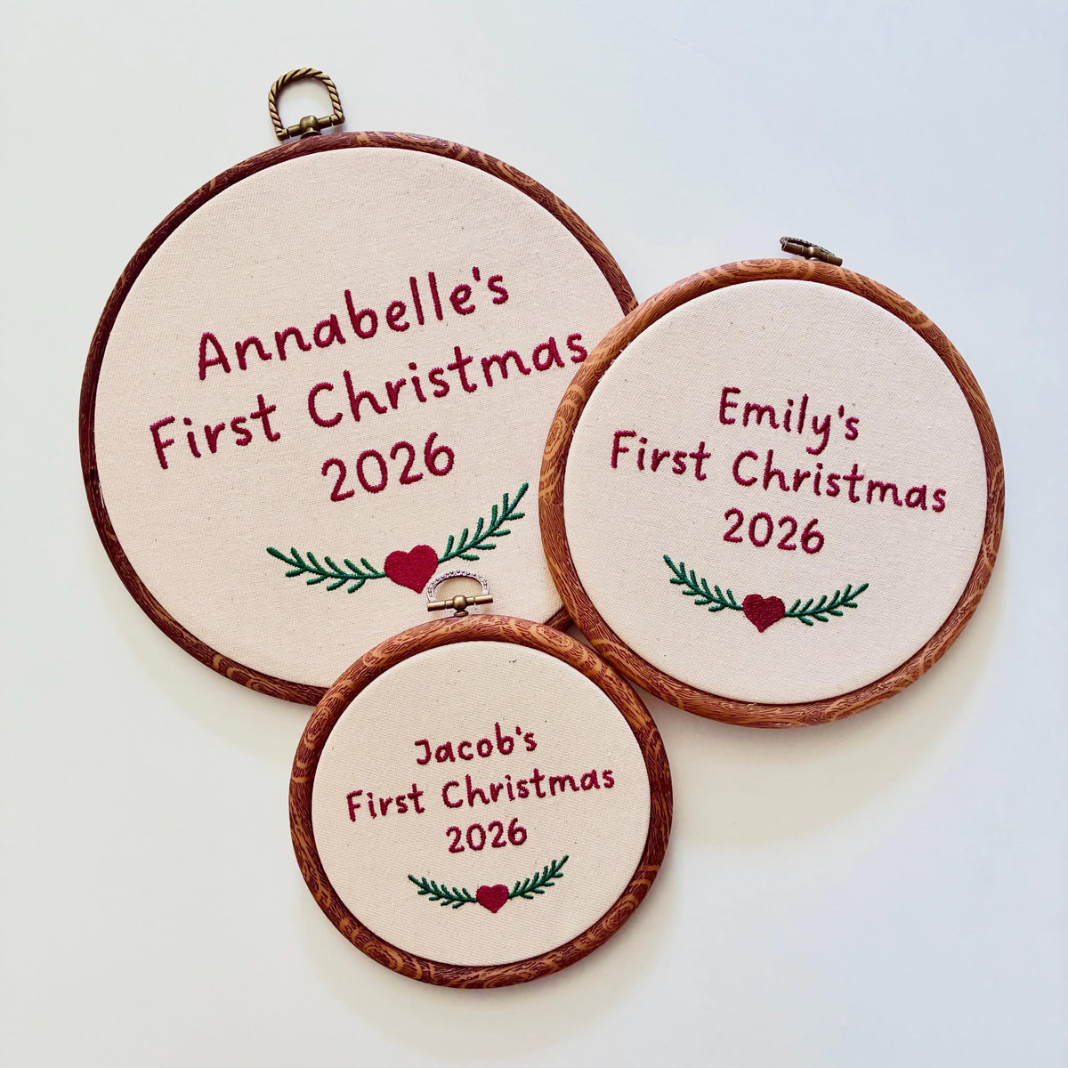 Personalised First Christmas Embroidery Hoop - Baby Name Nursery Decor 1st Gift