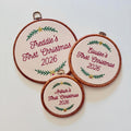 Personalised First Christmas Embroidery Hoop - Baby Name Nursery Decor 1st Gift