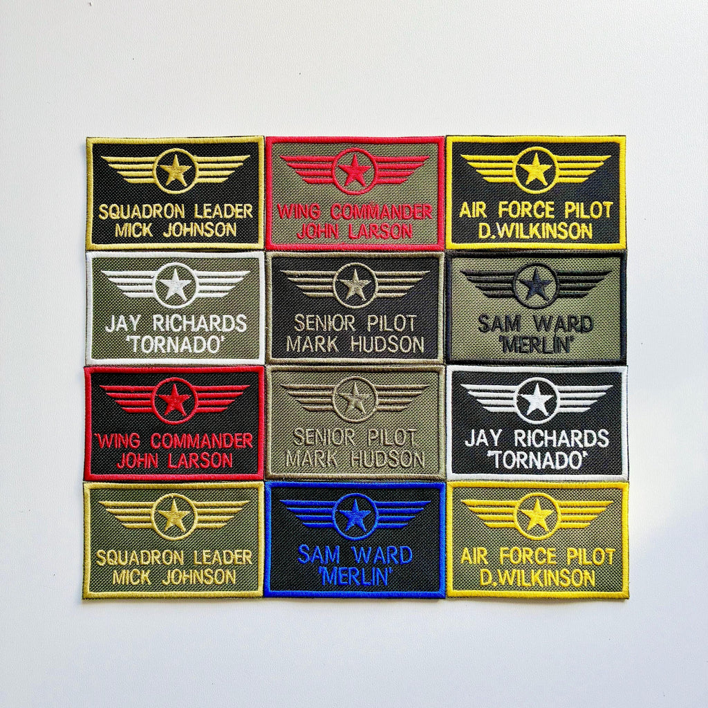 Personalised Embroidered Flight Suit Patch Sew/Iron/VELCRO® Pilot Wings Air Crew