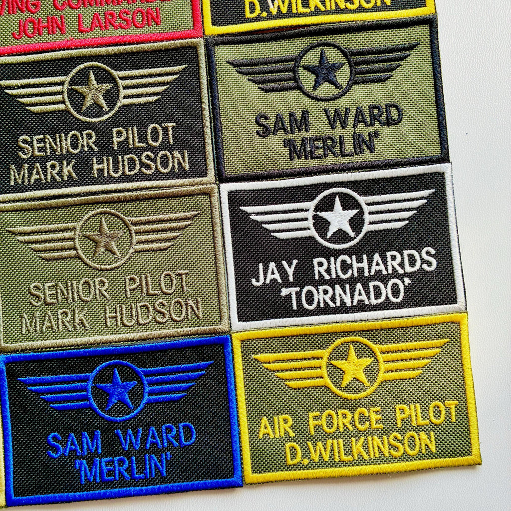 Personalised Embroidered Flight Suit Patch Sew/Iron/VELCRO® Pilot Wings Air Crew