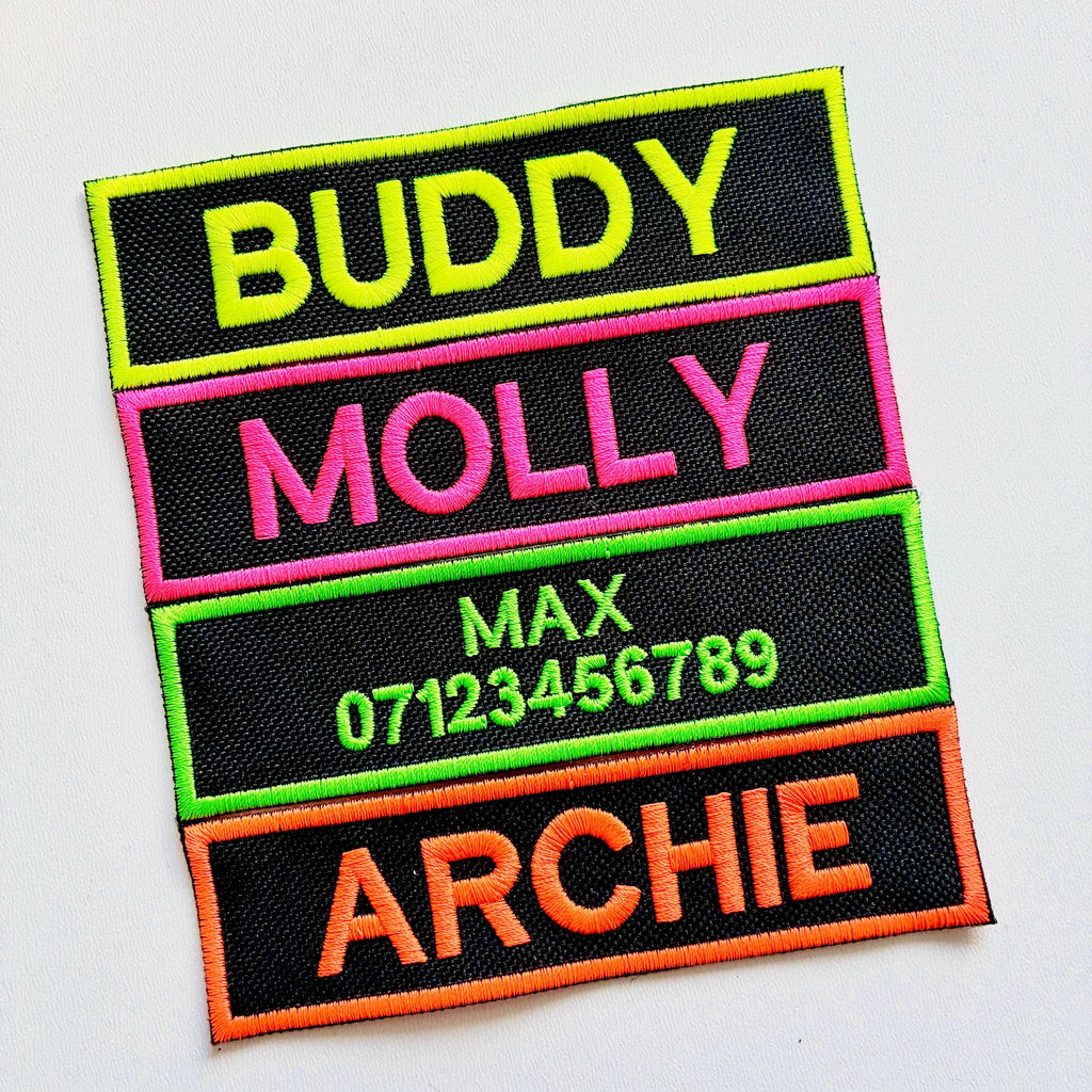 VELCRO® Patch To Fit Julius K9 Dog Harness Personalised Embroidered Custom Neon