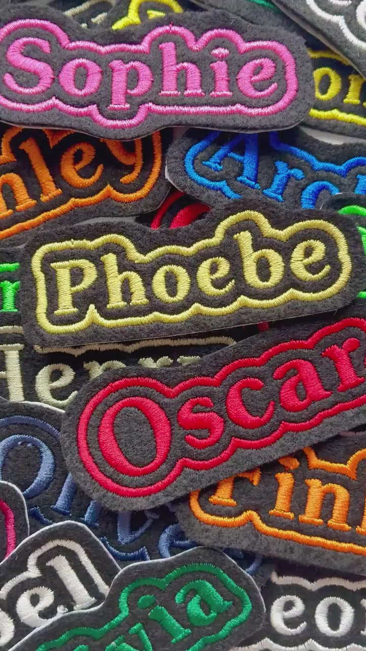 Personalised Embroidered Name Patch Iron On & Sew On Custom Text Badge (P1)