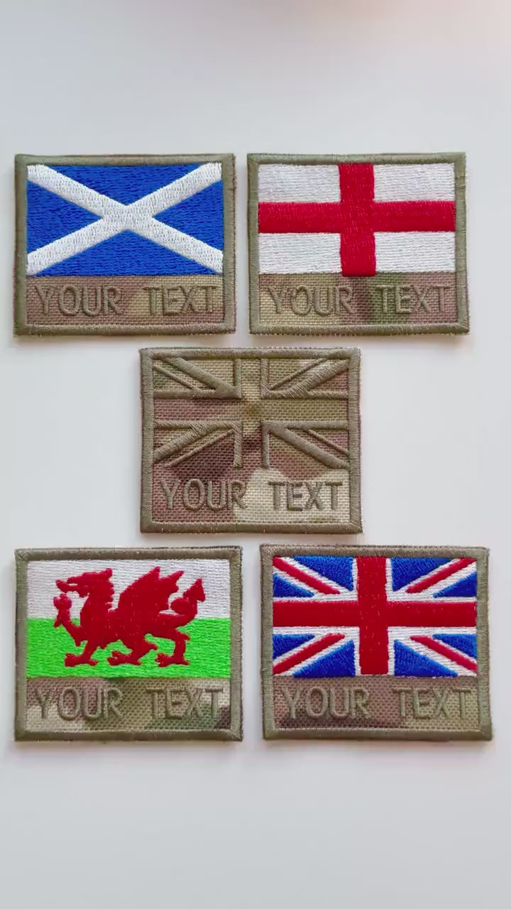 Personalised Embroidered Text Flag Camouflage Patch 60x50mm Sew/Iron/VELCRO®
