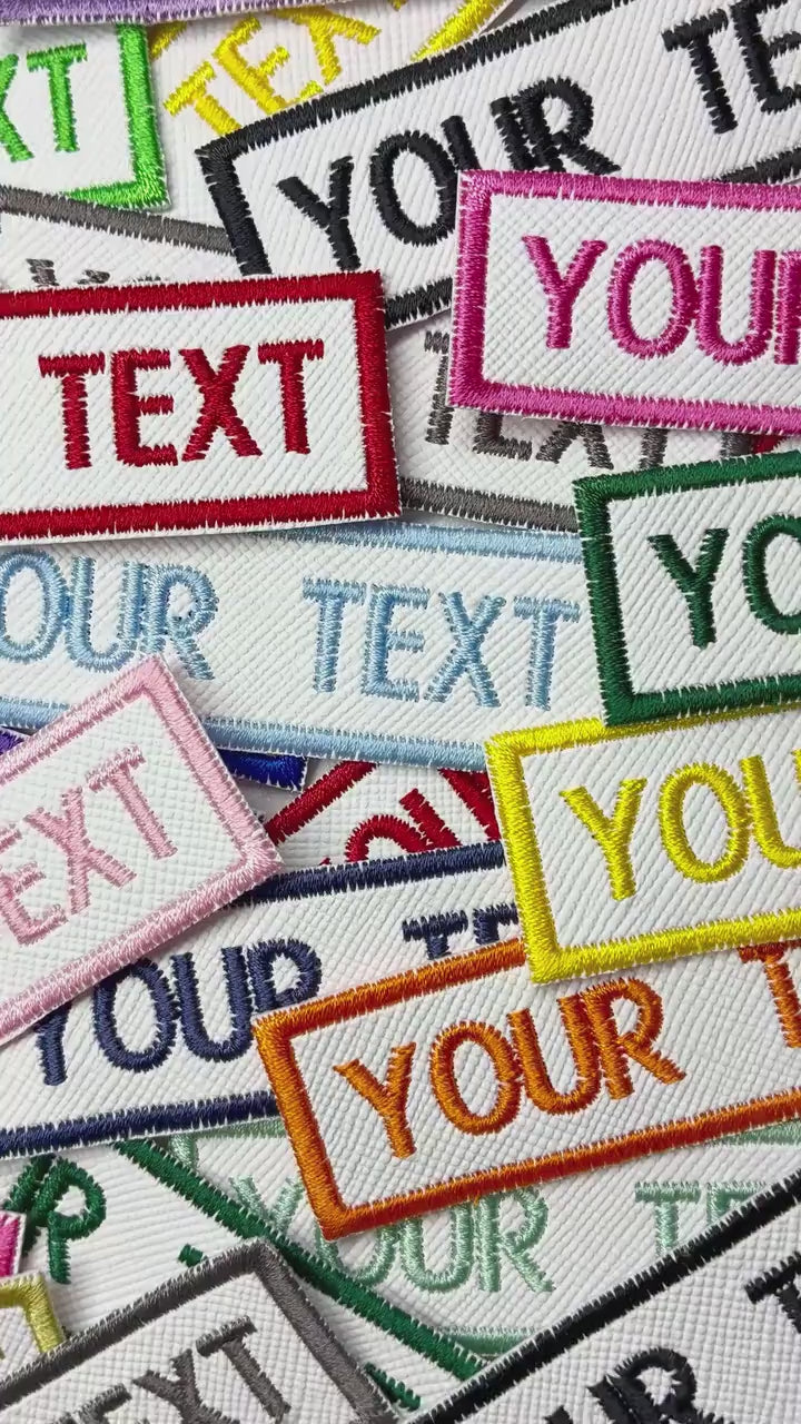 Personalised Embroidered Text Patch Iron On & Sew On Custom Name Badge (P9)
