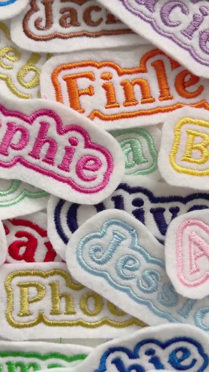 Personalised Embroidered Name Patch Iron On & Sew On Custom Text Badge (P1)