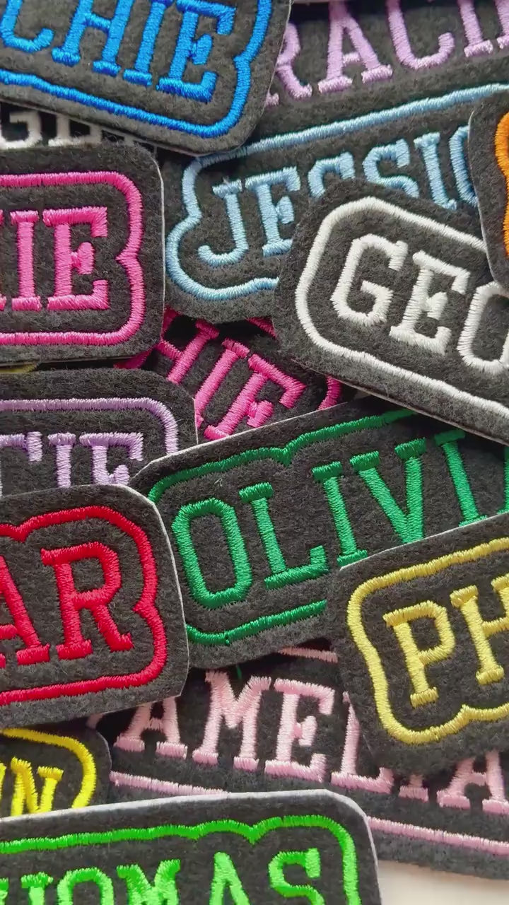 Personalised Embroidered Name Patch Iron On & Sew On Custom Text Badge (P10)