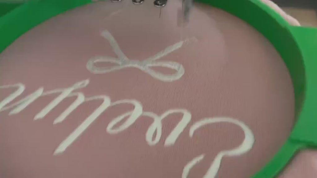 Embroidered Personalised Name Baby and Toddler Girls Pink Bow Sustainable Sweatshirts