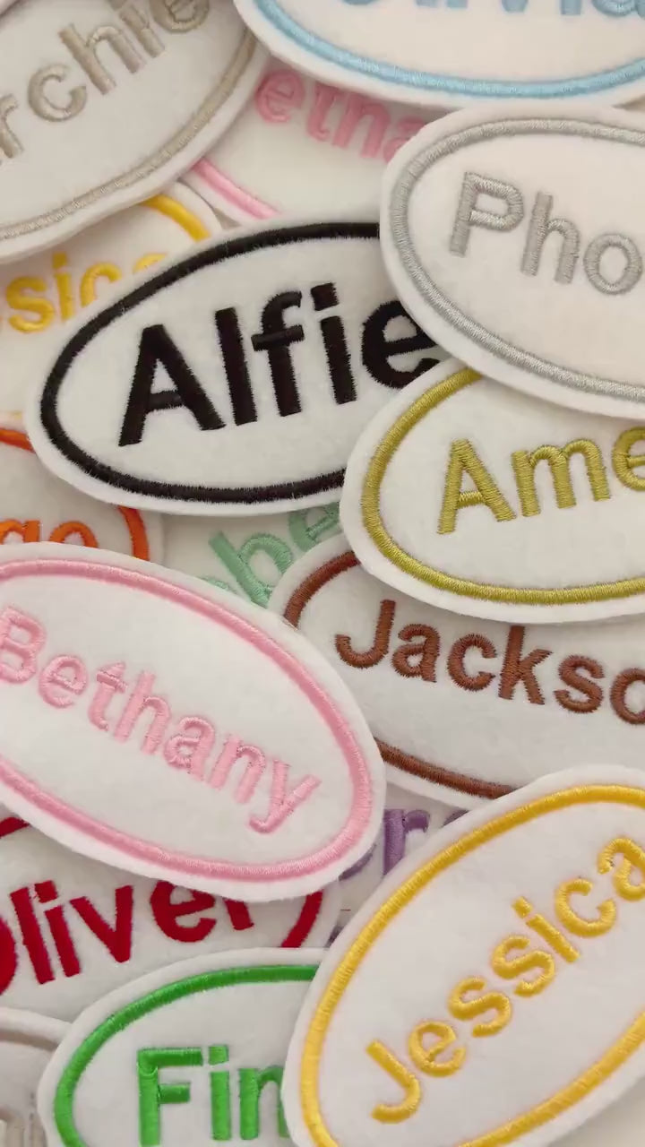 Personalised Embroidered Name Patch Iron On & Sew On Custom Text Badge (P4)