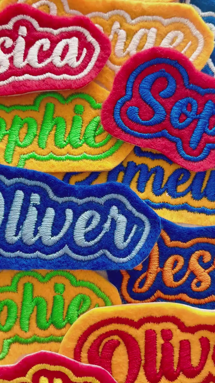 Personalised Embroidered Name Patch Iron On & Sew On Custom Text Badge (P2)