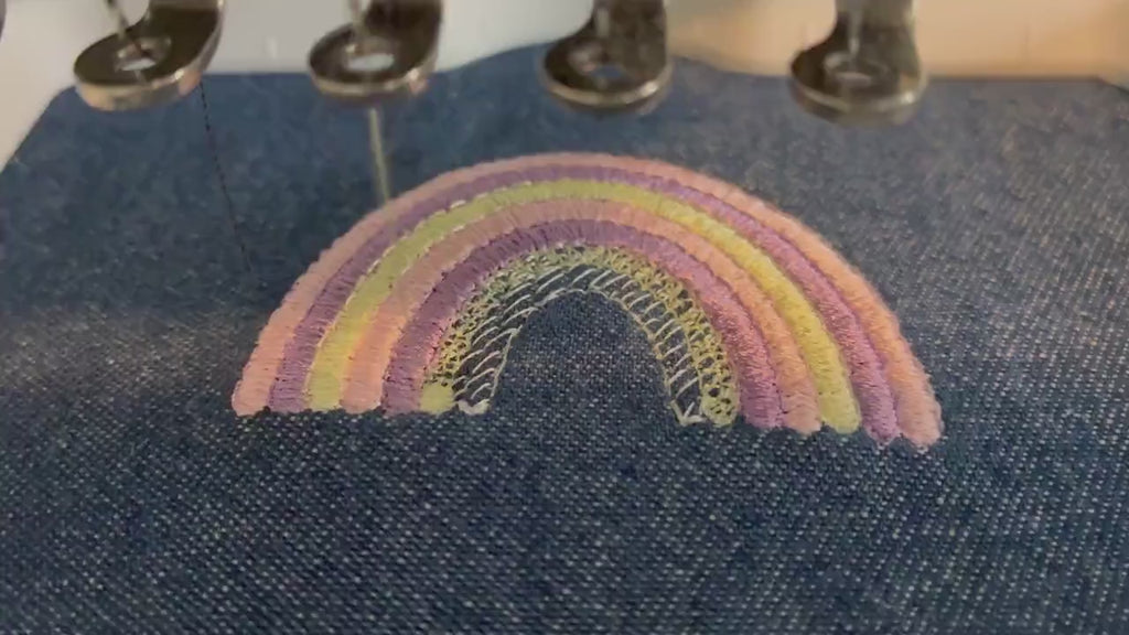 Embroidered Girls Personalised Pink Rainbow Name Baby & Toddler Cotton Denim Dungarees Custom Text Gift