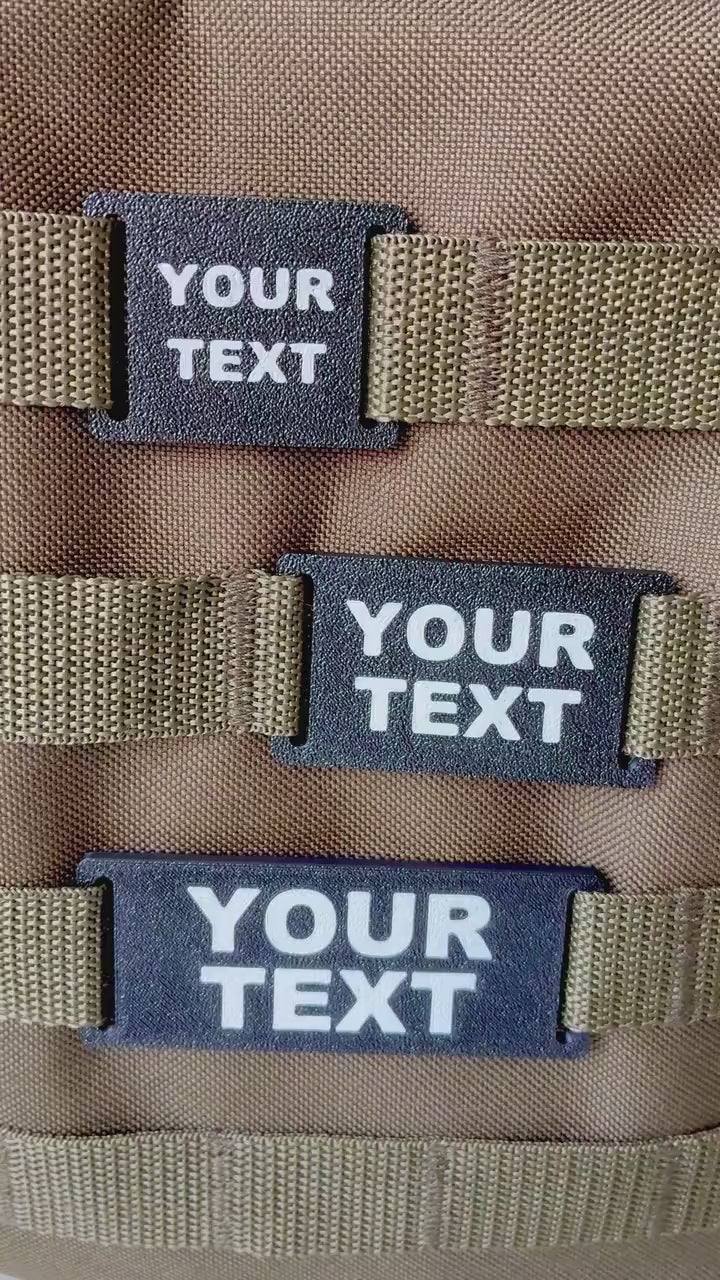 Personalised Text Molle Tag - Custom Plastic Badge Patch for Tactical Backpack Webbing Straps