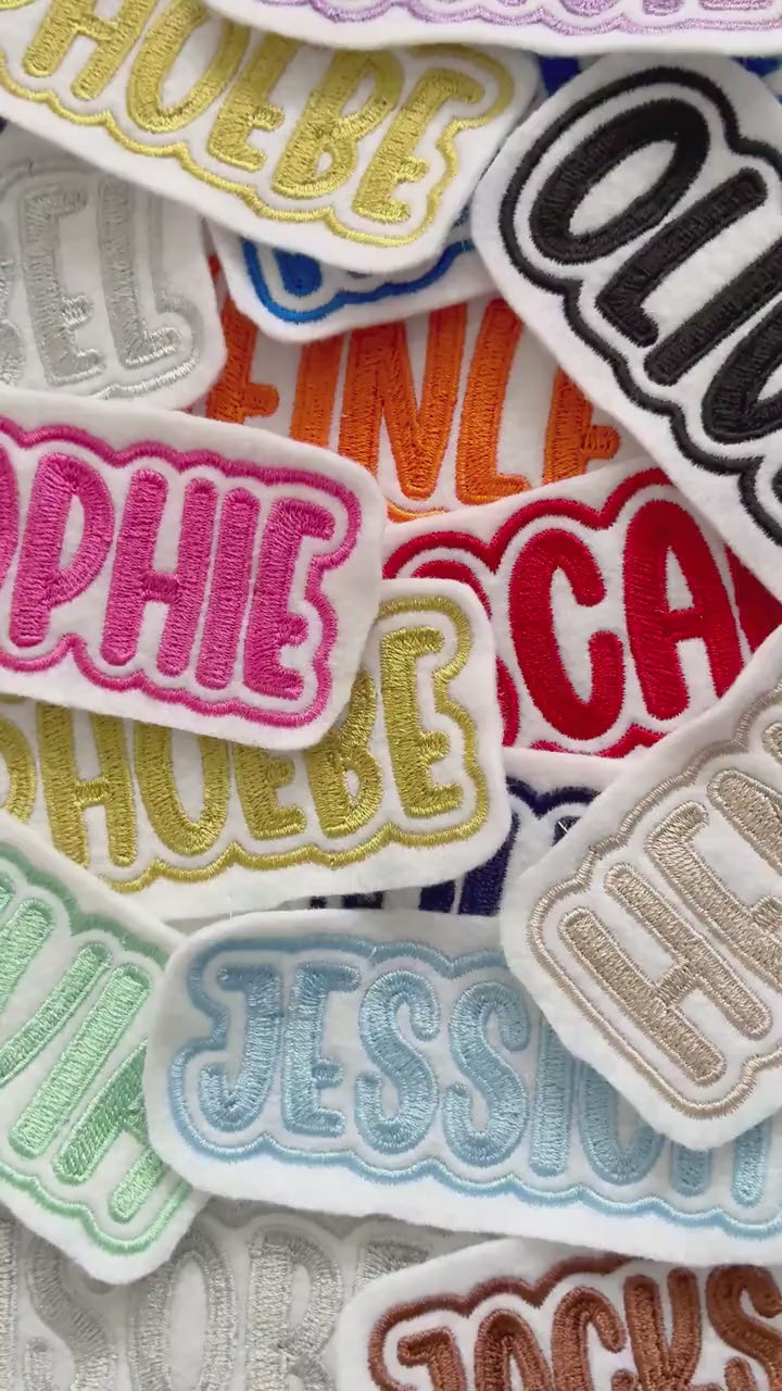 Personalised Embroidered Name Patch Iron On & Sew On Custom Text Badge (P3)