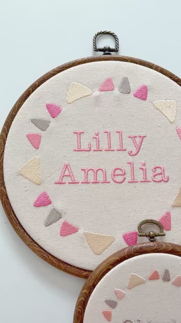 Personalised Embroidery Hoop – Custom Name Embroidered Vintage Art Nursery Decor Baby Shower Birth Announcement Gift